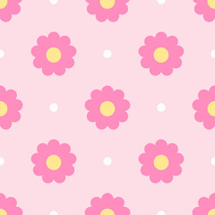 seamless pattern with pink flowers