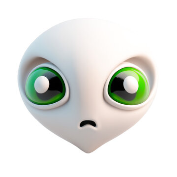 emoji alien 3d white green eyes ufology anomaly
