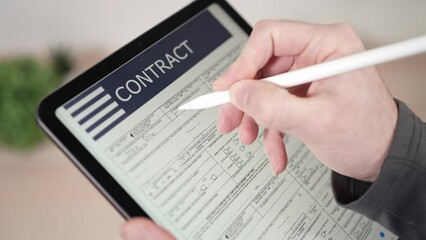Filling a Digital Contract Document Form Online on a Tablet