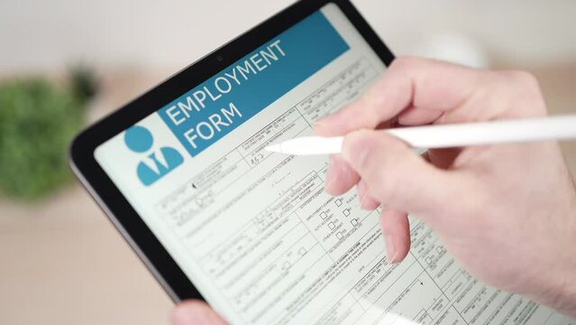 Filling an Employment Form Document Online on a Tablet