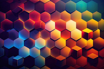 Multi Color Rainbow Hex Grid Design Generative AI