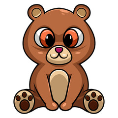 Cute bear cartoon sitting on white background