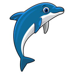Cute dolphin cartoon jumping on white background
