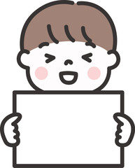 白い紙を持つ男の子のイラスト