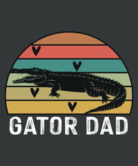funny Gator dad Retro sunset Alligator Crocodile Gator mom shirt design vector,  funny, Gator girl, Retro sunset, Alligator, Crocodile, Gator dad