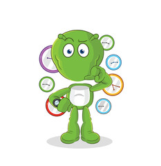 alien with wristwatch cartoon. cartoon mascot vector
