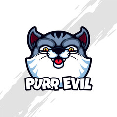 Cute Cartoon Grey Evil Cat