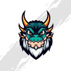 White-Haired Golden Horned Green Dragon Mascot