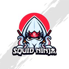 Squid Ninja Cute Cartoon Mascot