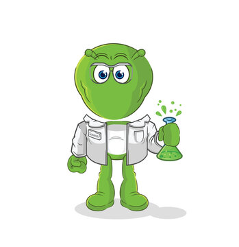 alien scientist character. cartoon mascot vector