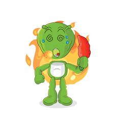 alien eat hot chilie mascot. cartoon vector