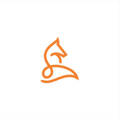The fox logo formed with lines and shapes of different thickness creates a fox logo in orange color.