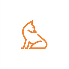 The fox logo formed with lines and shapes of different thickness creates a fox logo in orange color.