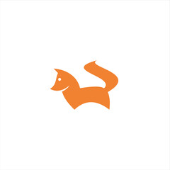 The fox logo formed with lines and shapes of different thickness creates a fox logo in orange color.