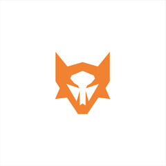 The fox logo formed with lines and shapes of different thickness creates a fox logo in orange color.
