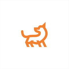 The fox logo formed with lines and shapes of different thickness creates a fox logo in orange color.