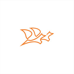 The fox logo formed with lines and shapes of different thickness creates a fox logo in orange color.