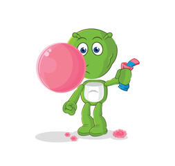 alien chewing gum vector. cartoon character