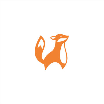 The fox logo formed with lines and shapes of different thickness creates a fox logo in orange color.
