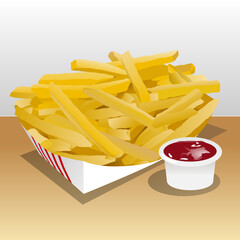 french fries and ketchup