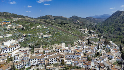 Fototapeta na wymiar Walls of Granada Spain and Sacromonte Gypsy Quarter. 