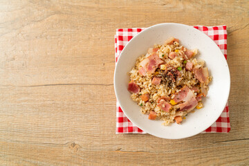 fried rice with bacon ham and black peppers