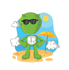 alien sunbathing in summer. character vector