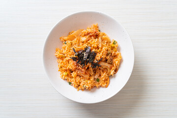 kimchi fried rice with seaweed and white sesame