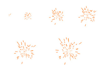 はじける火花のエフェクト素材６種類　赤いの火花