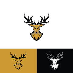 deer shaped mascot logo vector that looks fierce and angry