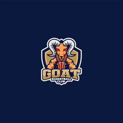 Goat mascot logo vector holding a basketball