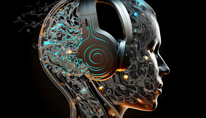 3d rendered illustration, Ethereal Headphones in the Infinite Void