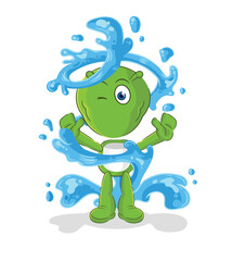 alien fresh with water mascot. cartoon vector