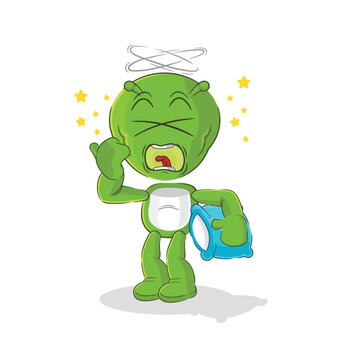 alien yawn character. cartoon mascot vector