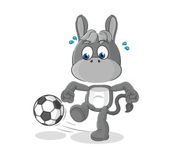donkey kicking the ball cartoon. cartoon mascot vector