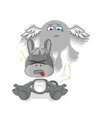 donkey spirit leaves the body mascot. cartoon vector