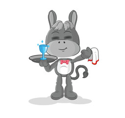 donkey waiter cartoon. cartoon mascot vector