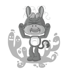 Fototapeta premium depressed donkey character. cartoon vector