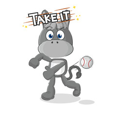 donkey throwing baseball vector. cartoon character