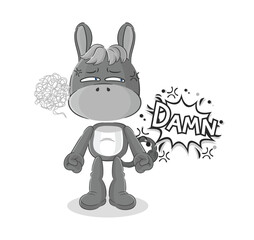 donkey very pissed off illustration. character vector