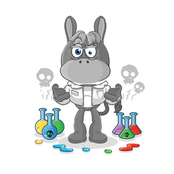 donkey mad scientist illustration. character vector