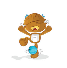 sack doll hiten by bowling cartoon. cartoon mascot vector