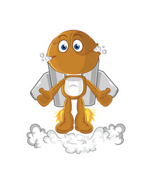 sack doll with jetpack mascot. cartoon vector