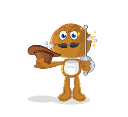 sack doll fencer character. cartoon mascot vector