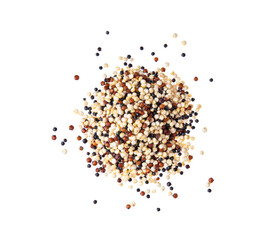 Pile of mixed raw quinoa isolated on transparent png