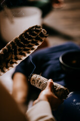 Reiki and Sage with feather 