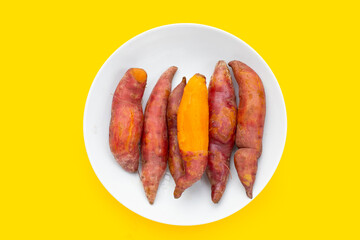 Boiled sweet potatoes in white background
