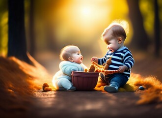 baby brothers playing