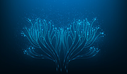 cloud data tree digital technology. online digital cloud storage. business innovation technology cyber polygon. artificial intelligence data in the future. vector illustration digital fantastic.