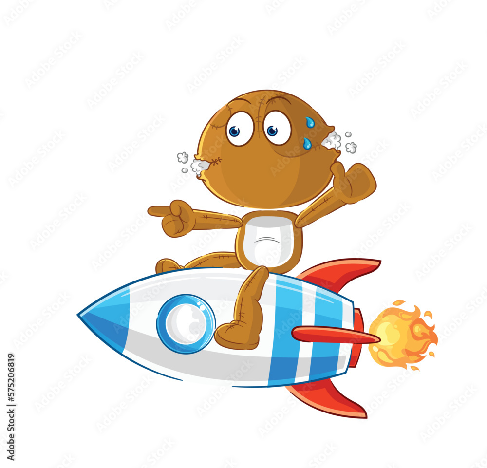 Canvas Prints sack doll ride a rocket cartoon mascot vector